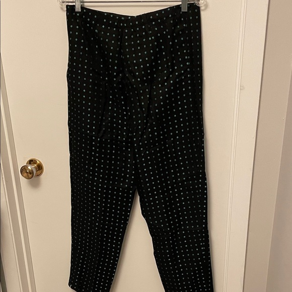 Women’s Carlisle Black With Teal Flower Pattern Lined Pants Size 12 - Picture 5 of 6